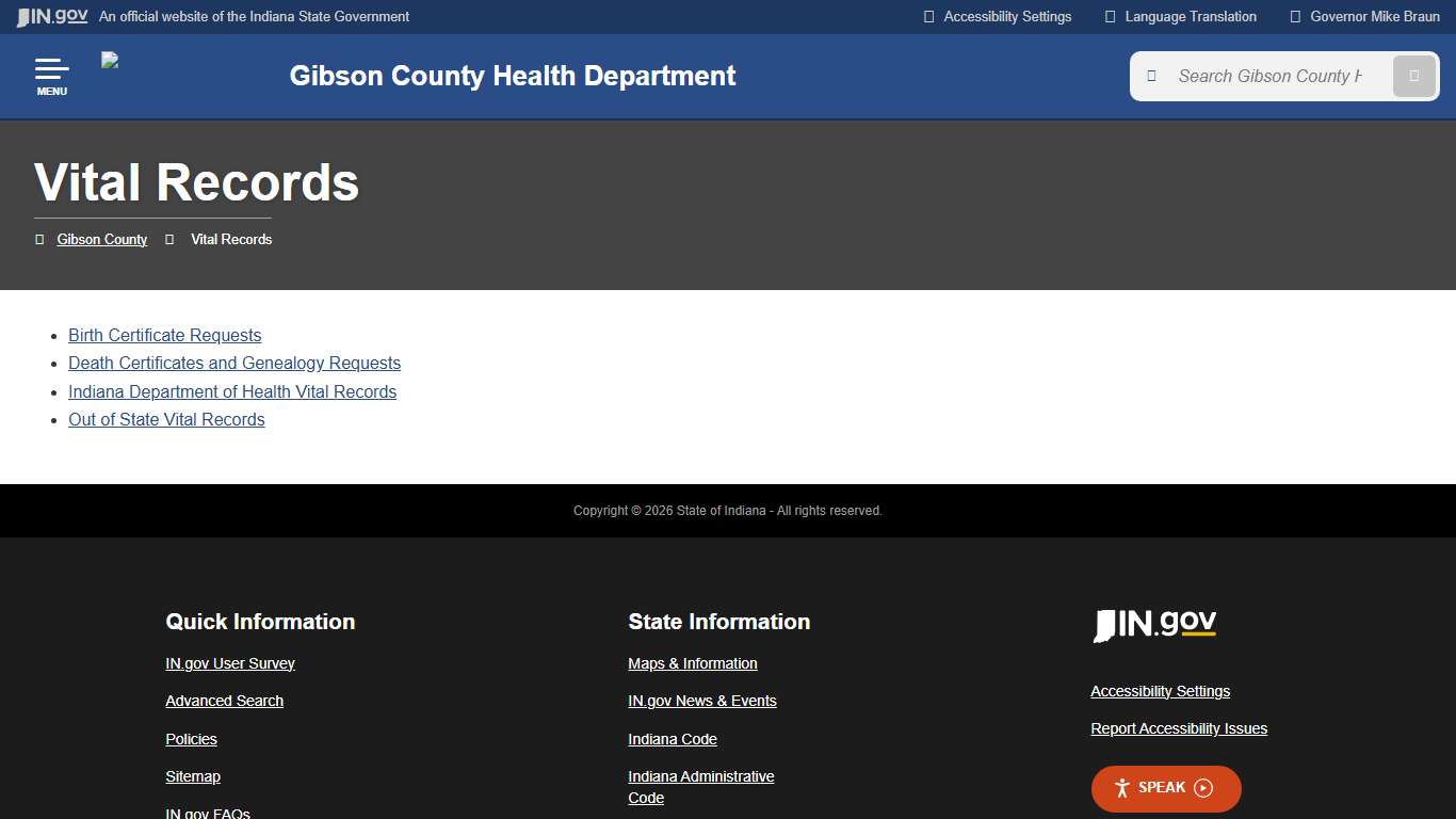 Gibson County: Vital Records