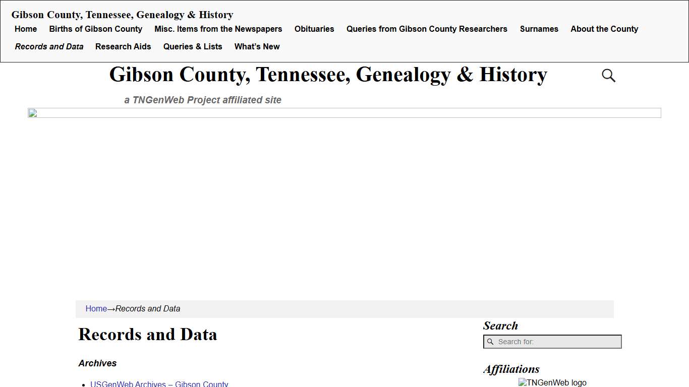 Records and Data – Gibson County, Tennessee, Genealogy & History